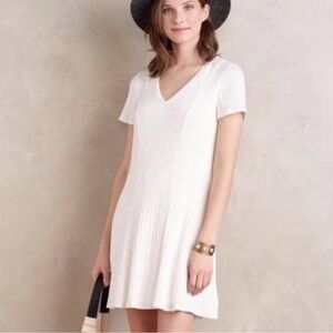 Anthropologie Dolan Ribbed Knit Mini Dress Ivory M | Minimal